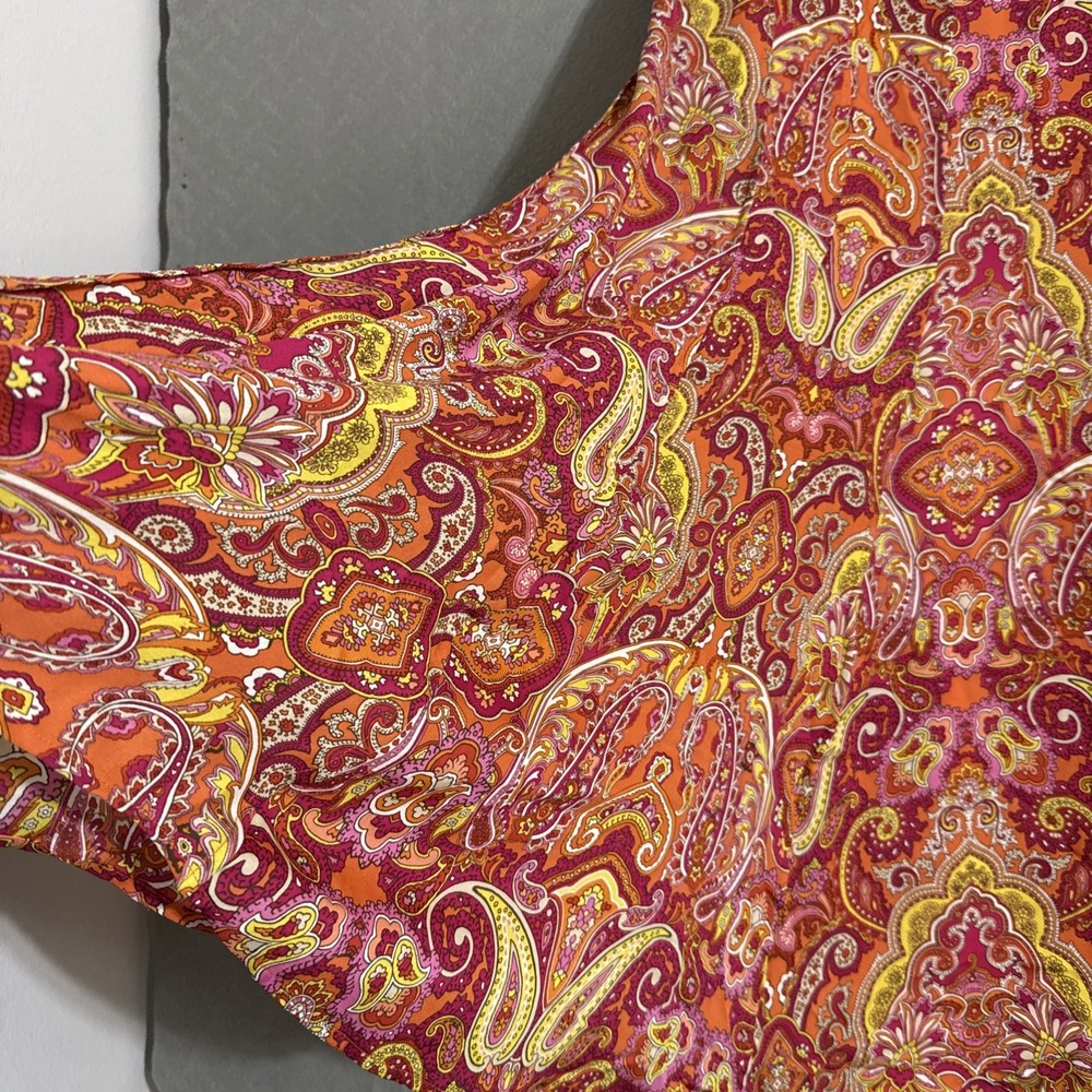 Vintage 90s Y2K Skirt Paisley Flowy Boho Western Talbots Pink Yellow Orange Sz 8